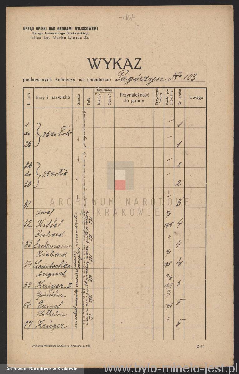 Wykaz poległych Pagorzyna 11