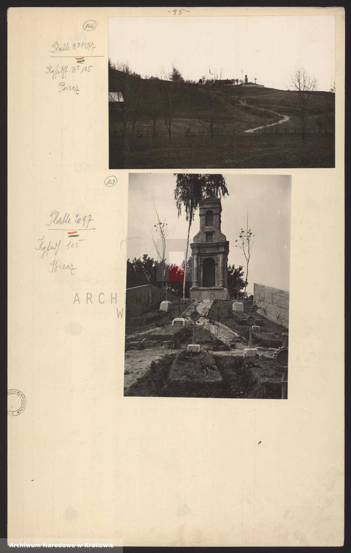 Archiwum narodowe oryginał karty cmentarz nr 105 Biecz  